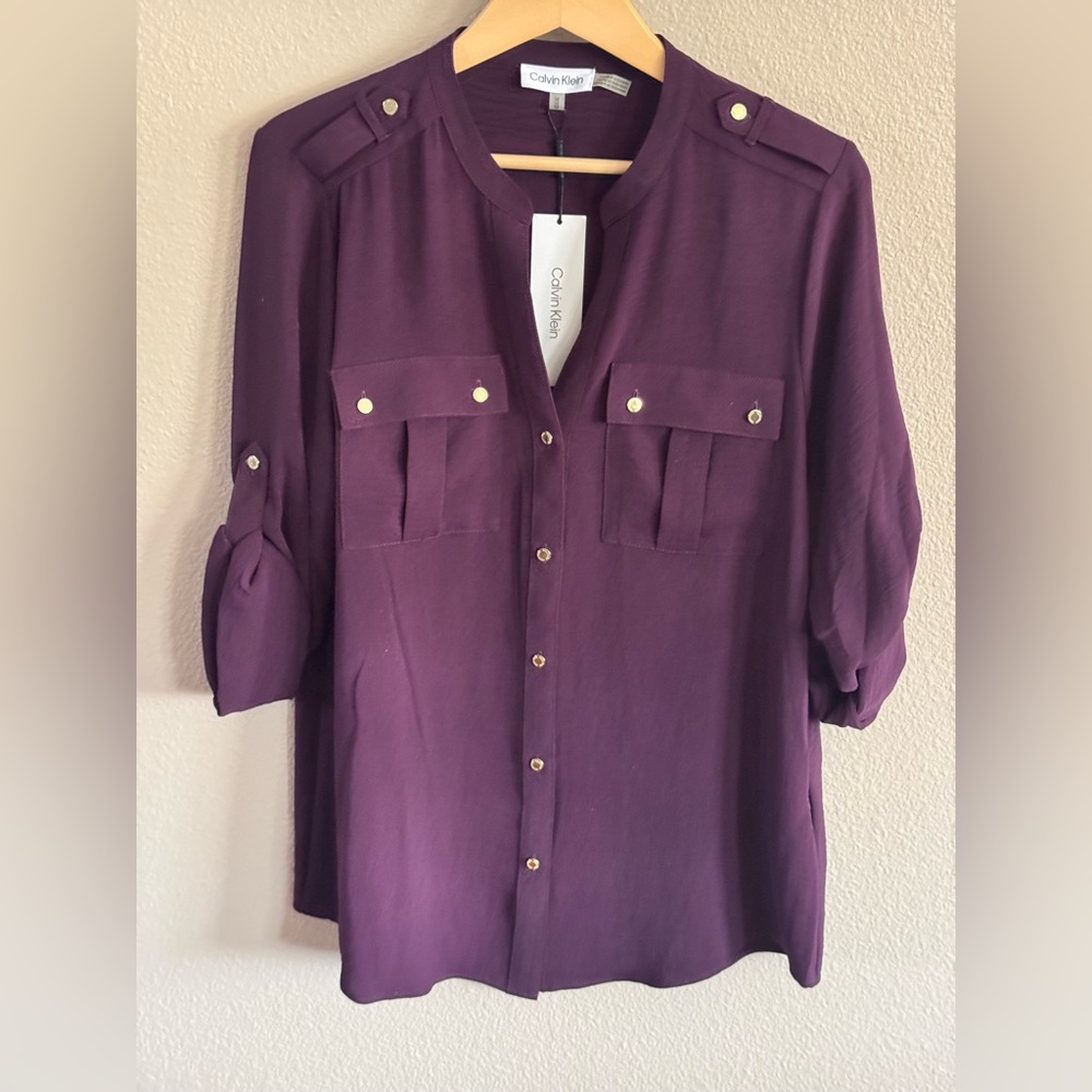 Calvin Klein Purple Button-Up Blouse